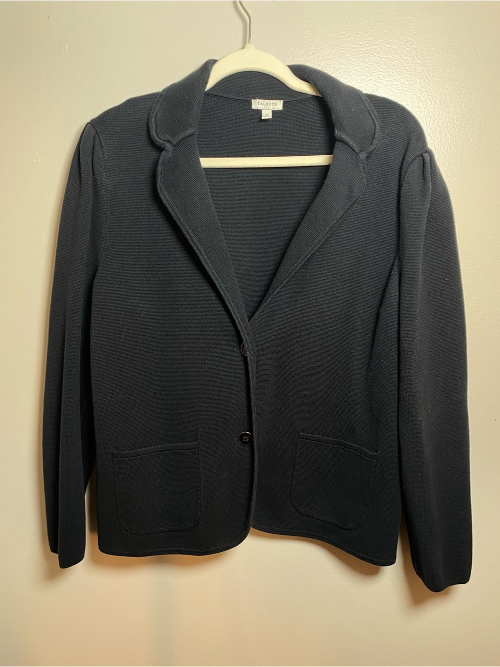 Talbots Black Knit 2-Button Blazer Jacket XL